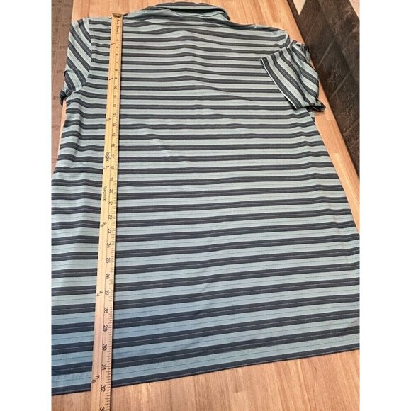 Dunning Golf Polo Shirt Mens Extra Large PGA Golf Club Blue Green Stripe Stretch - Picture 15 of 16